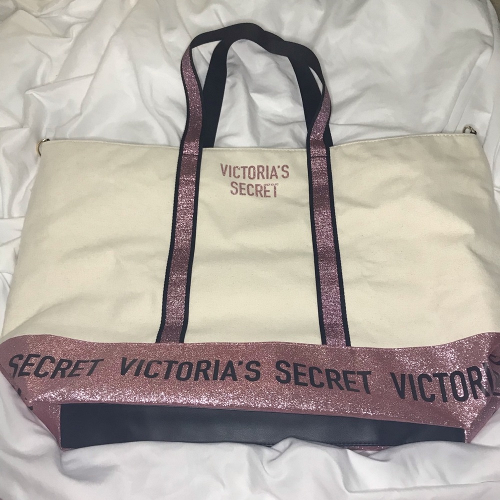 Victoria’s Secret Large Pink Glitter Tote Bag